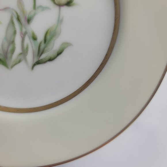 FOUR Mikado Harmony Bread Plates Cream Rim Pink Floral Center - Picture 5 of 12